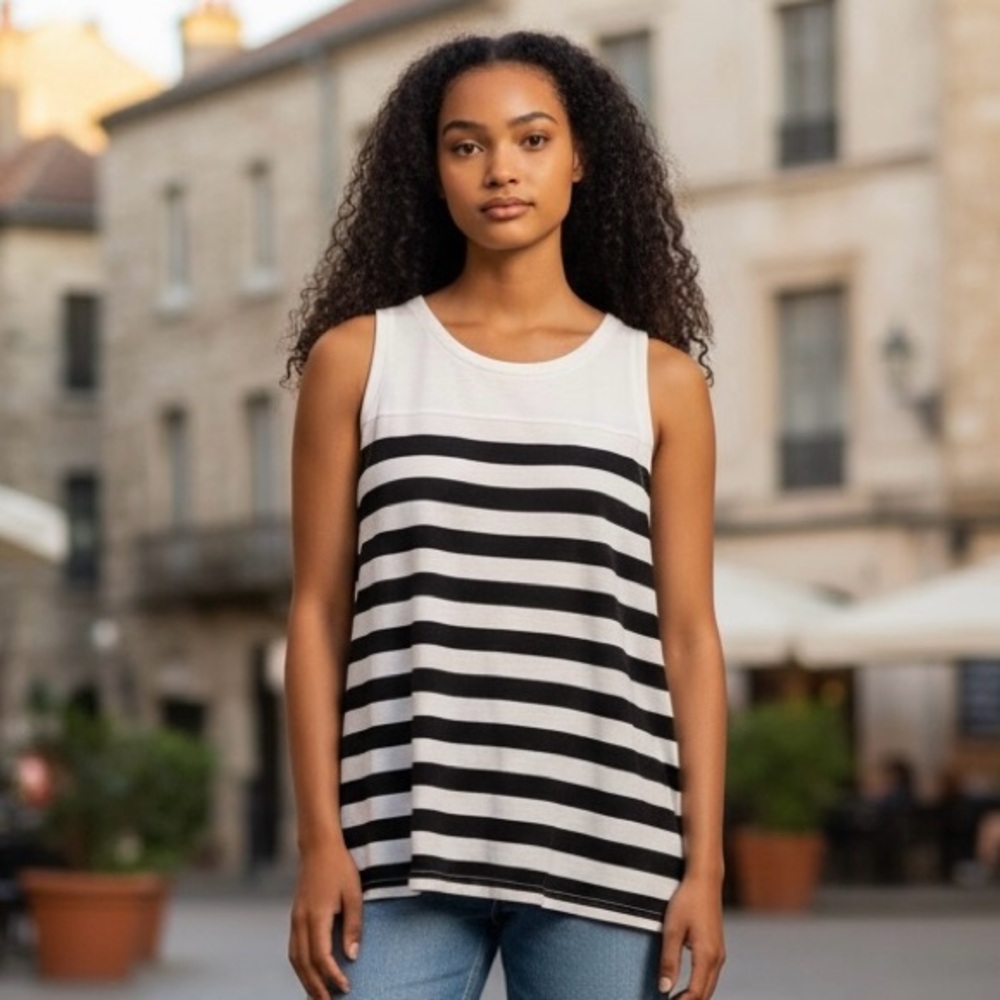 LOFT Monochrome Striped Tank Top